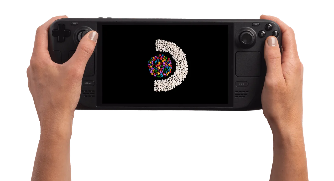 Steam Deck OLED held in both hands