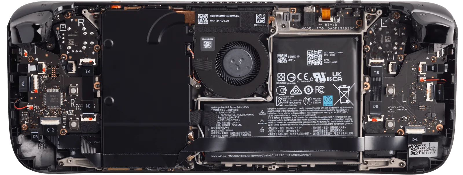 Inside of Steam Deck OLED: fan, battery and main board